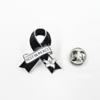 2Pcs Enamel Metal Funeral Ribbon Lily Brooch Pins Memorial Lapel Badges Jewelry Accessories Gift