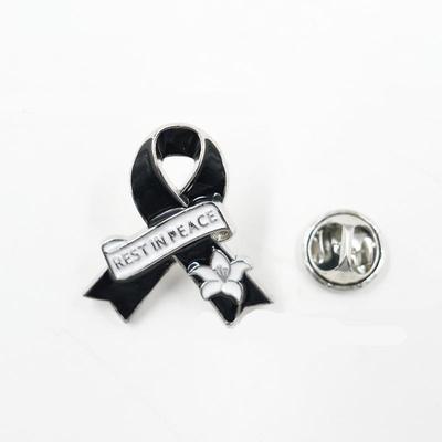 2 szt. Emaliowane Metalowe Wstążki Pogrzebowe Lilia Broszki Piny Pamiątkowe Odznaki Klapowe Biżuteria Akcesoria Prezent