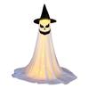Halloween Ghost Decoration with LED Light Large White Scary Light Up Ghost with Witch Hat for Outdoor Front Porch Yard Garden Lawn Home Decor