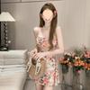 American Vacation Vintage Oil Painting Floral Spaghetti Strap Dress for Women, Gentle Style Fashionable Sweet Spicy Waist-cinching Dress for Summer