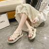 2025 summer new Roman sandals women's platform versatile fashion fairy wind soft sole student non-slip beach shoes