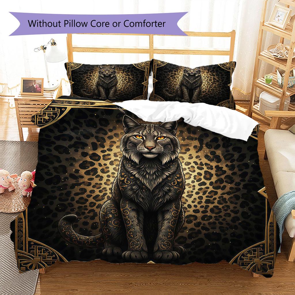 Leopard-print animal Pattern Bedding Quilt Set Quilt Cover Pillowcase Home Decoration Birthday Gift (1 * duvet cover + 2 * pillowcase, without core)