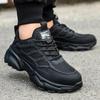 Fashion Black Work Shoes Breathable Mesh Steel Toe Safety Shoes for Men Lightweight Safety Work Sneakers Non-slip Labor Protection Shoes