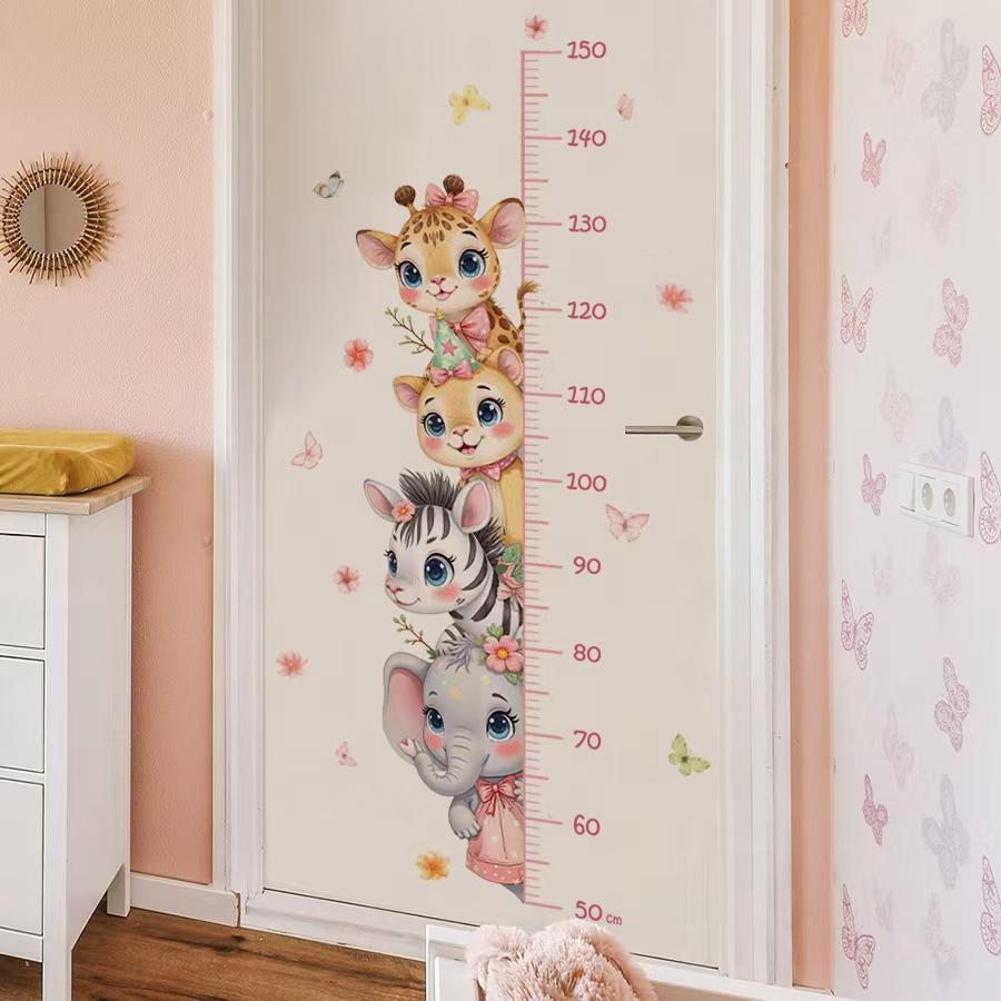 1pc Animal Height Measurement Chart Wall Painting,PVC Wall Sticker,Self-adhesive Removable Wall Art Decal, Wall Decoration