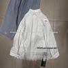 Xiao Wang's Korean Loose Fit Lace Trim Plus Size White Long Sleeve Shirt