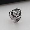 Men's Retro Freemason Skull Ring - European & American Punk Blackened Stainless Steel