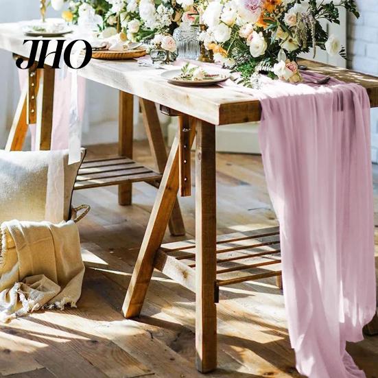Tablecloth Decor Table Runner Rustic Soft Washable Party Decoration Non-Fading Hand-dyed Wedding Cloth