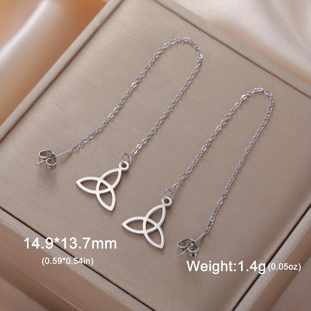 

LIKGREAT Stainless Steel Celtic Infinity Knot Dangle Earrings for Women Lady Elegant Hook Charms Good Luck Jewelry New Year Gift