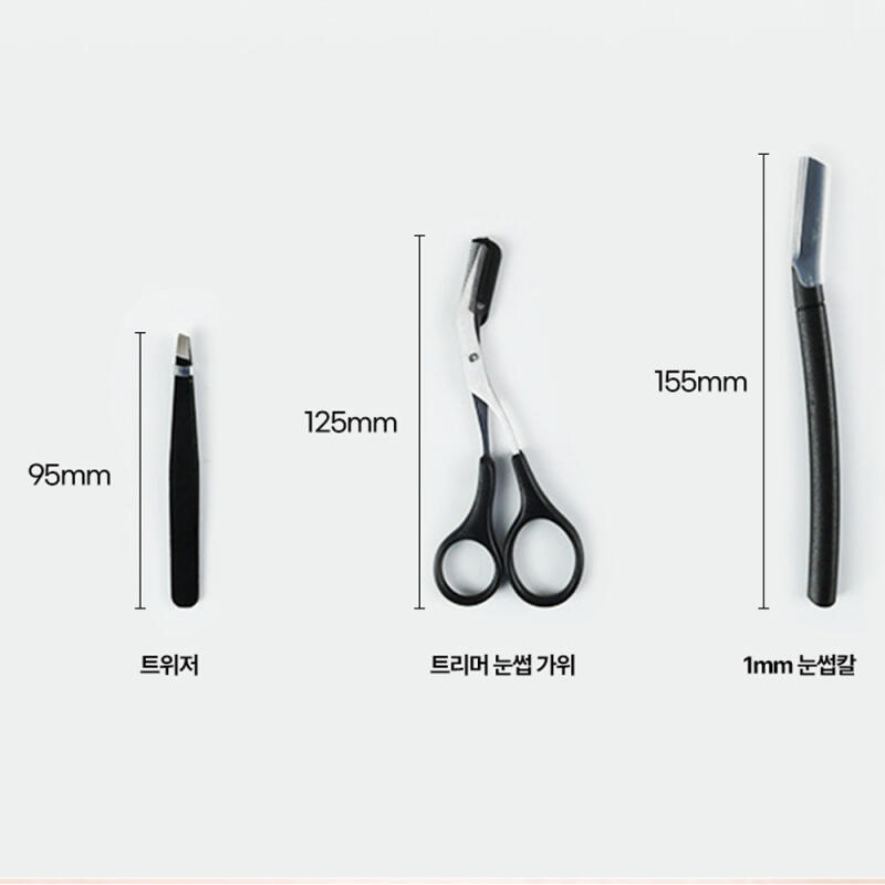 Kit de aparar sobrancelhas, aparo de sobrancelhas para autogerenciamento, faca de aparar sobrancelhas, conjunto de 3 peças