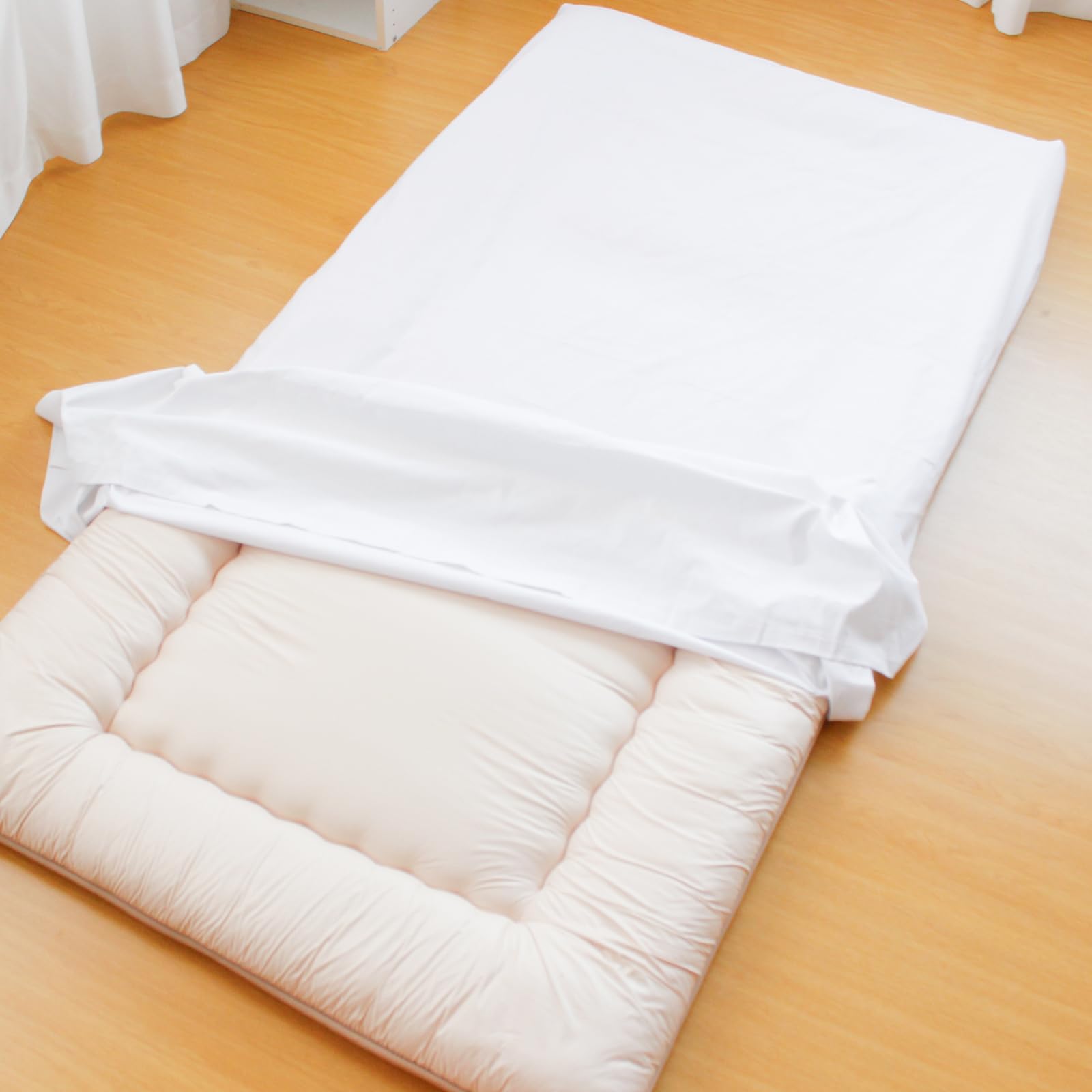 

Nemuriyume Navi Flat Sheet and Futon Cover, Single Size, Thick, 100% Cotton, Made in Japan, Dust Mite Resistant Oxford Fabric, White