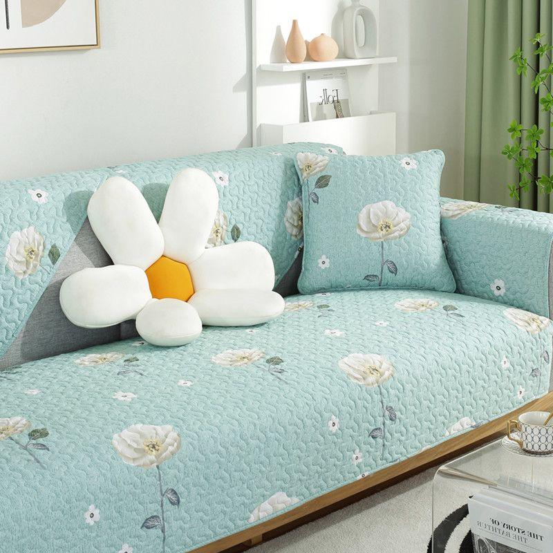 

2025 New Arrival Sofa Cushion Pure Cotton All Year Round Neutral Non Slip Simple Cloth Modern Cotton Leather All Wrapped Cover Cover Green shade 70 * 70cm