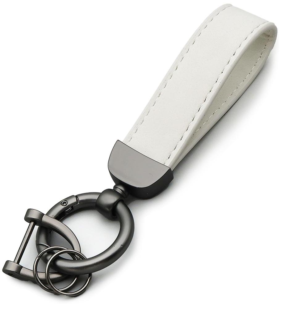 CigaMaTe Genuine Leather Car Key Ring, Key Chain, Double Ring, Carabiner, Carabiner, Car, Bike,