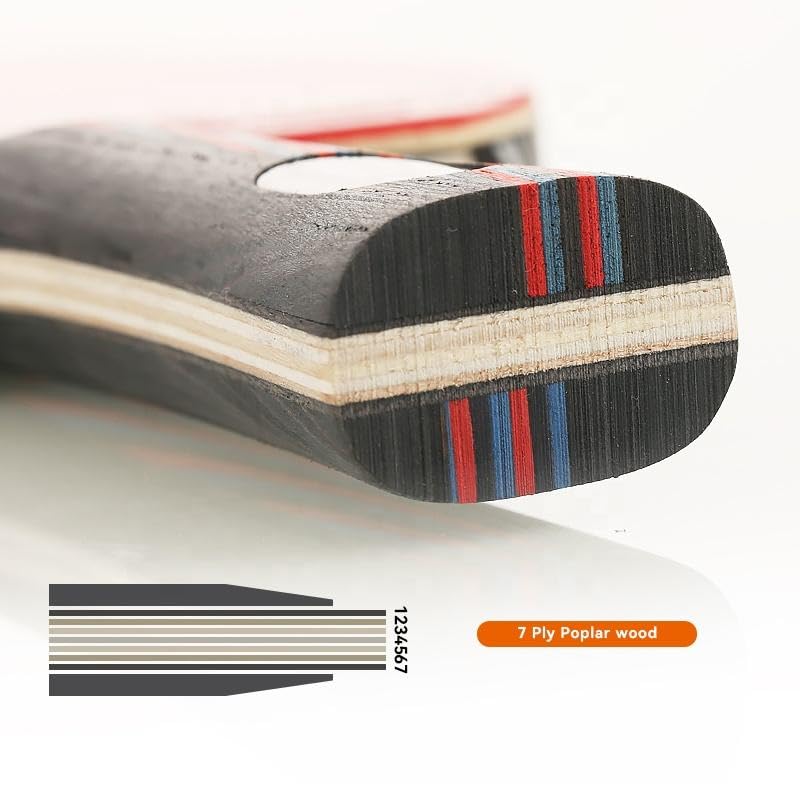 Table Tennis Matte Orange Poplar Authentic Shakehand Carrying Case For Beginners To Intermediate Perfect Gift Racket, Rubber, High-Resilience Sponge,