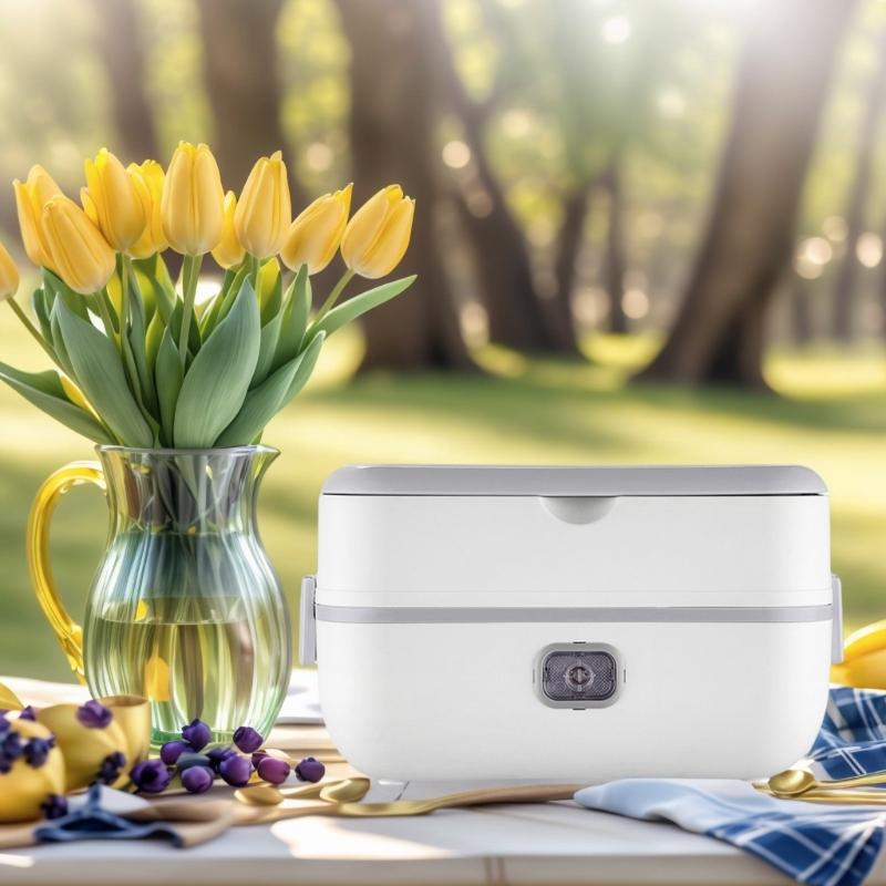 Electric Lunch Box Double Layer Insulated Food Heater for Dormitory Kitchen Office Travel Food Storage Container