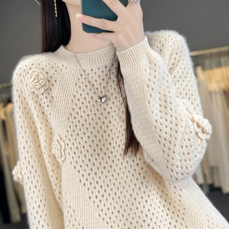 Women Sweater 100% Wool MODERN NEW SAGA O-neck Knit Pullover Thick Winter Jumpers Female Knit Tops