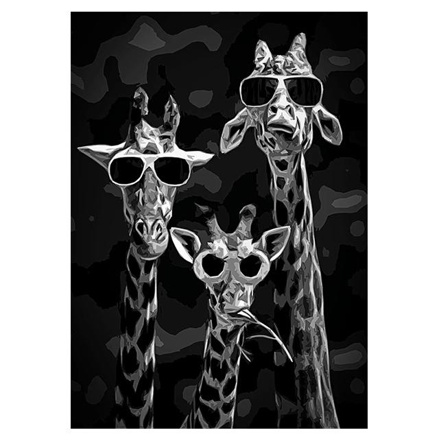 

Черно-белый милый принт с животными, солнцезащитные очки, постер, холст, современные картины для стен, картина для гостиной, спальни, домашнего декора 21x30cm No Framed