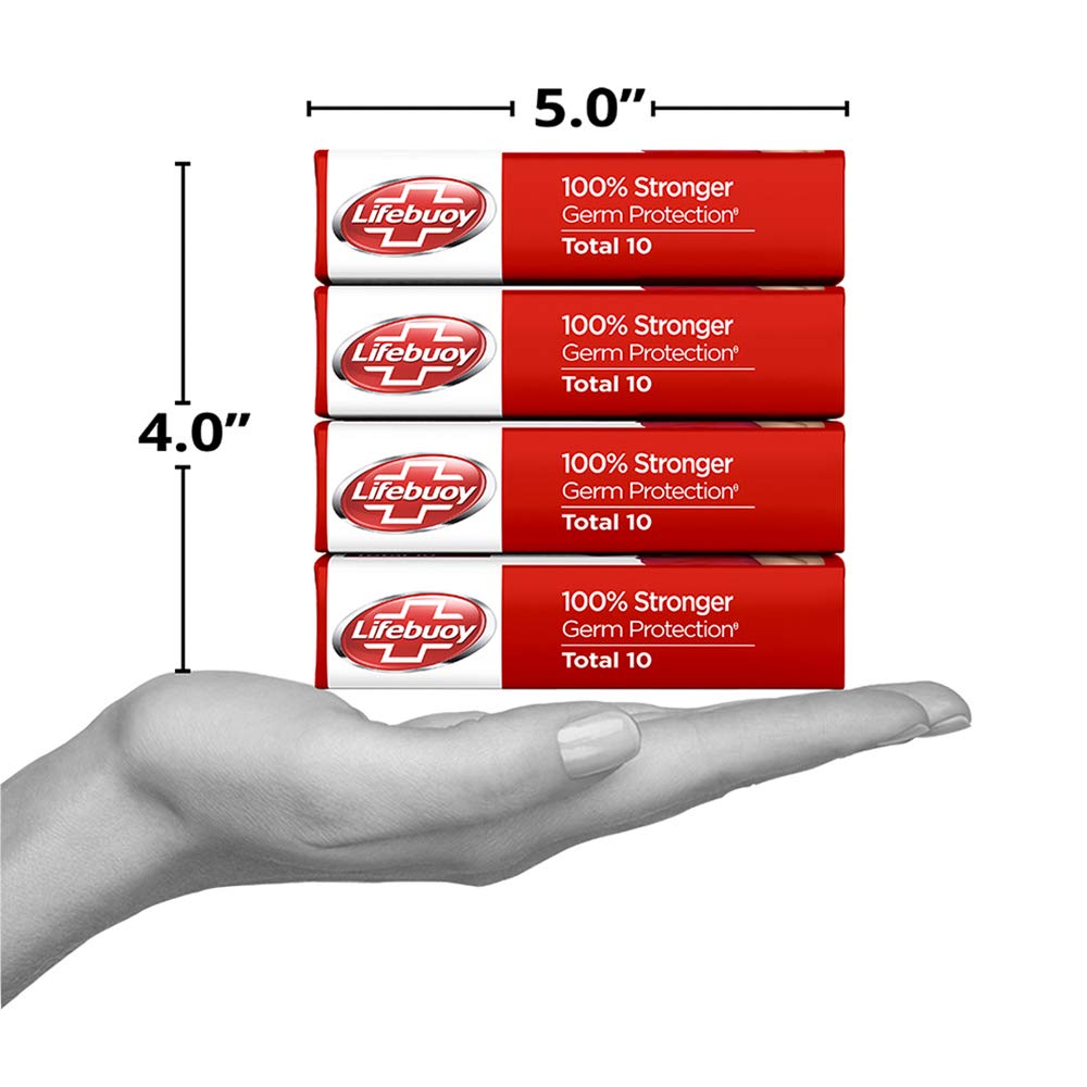 LIFEBUOY Total 10 Barras de Sabão 125 g X Pacote de 4 Para Higiene Familiar Diária e Limpeza Profunda Proteção contra Germes Barra para Banho