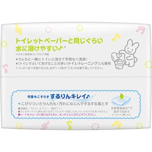 Merries Flushable Clean Baby Wipes Refill (64 Wipes X 3 Packs) X 3 + 20 Wipes for Outings X 1