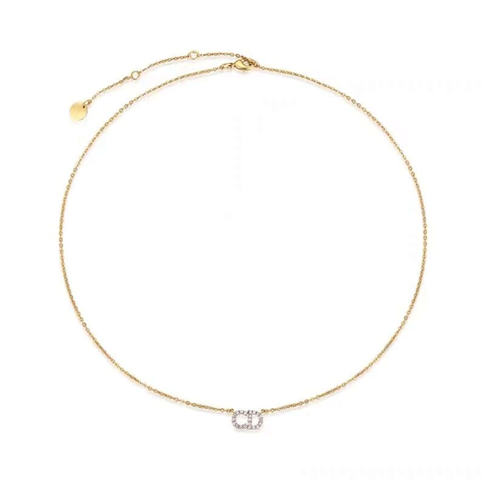 

Dlor Clair D Lune Classic CD Necklace in Metal with White Crystals Gold-Finish (N0717CDLCY_D301) [ZWZY] [Used] золотой