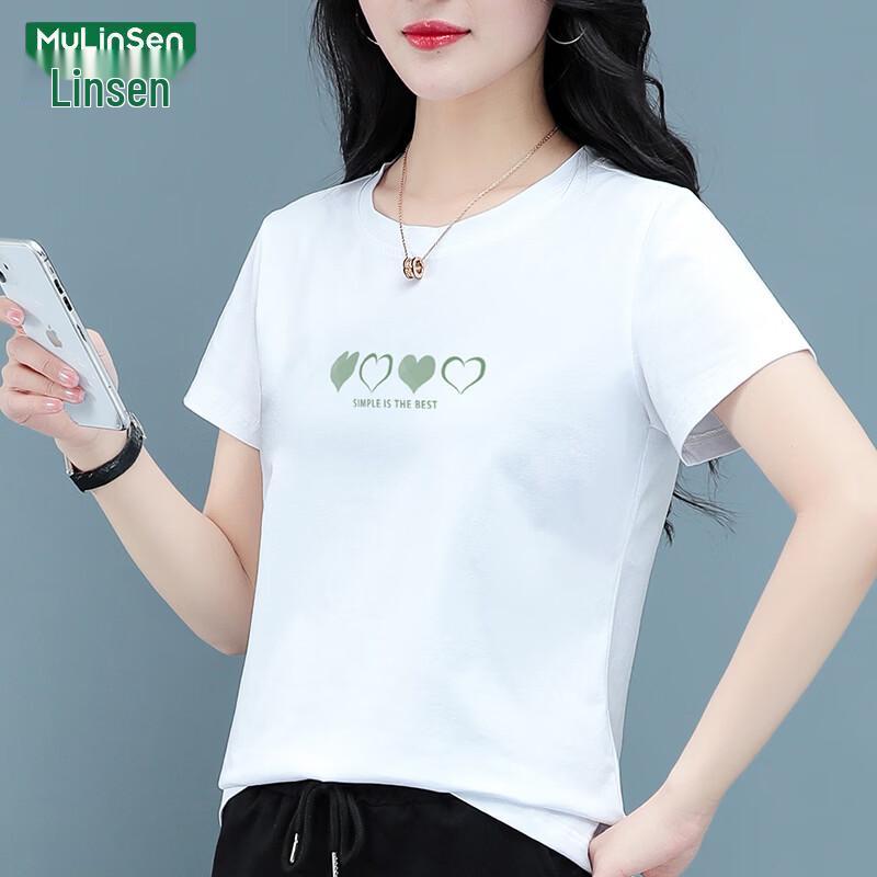 

MULINSEN Women s 2026 Summer Pure Cotton Casual T-shirt 4XL
