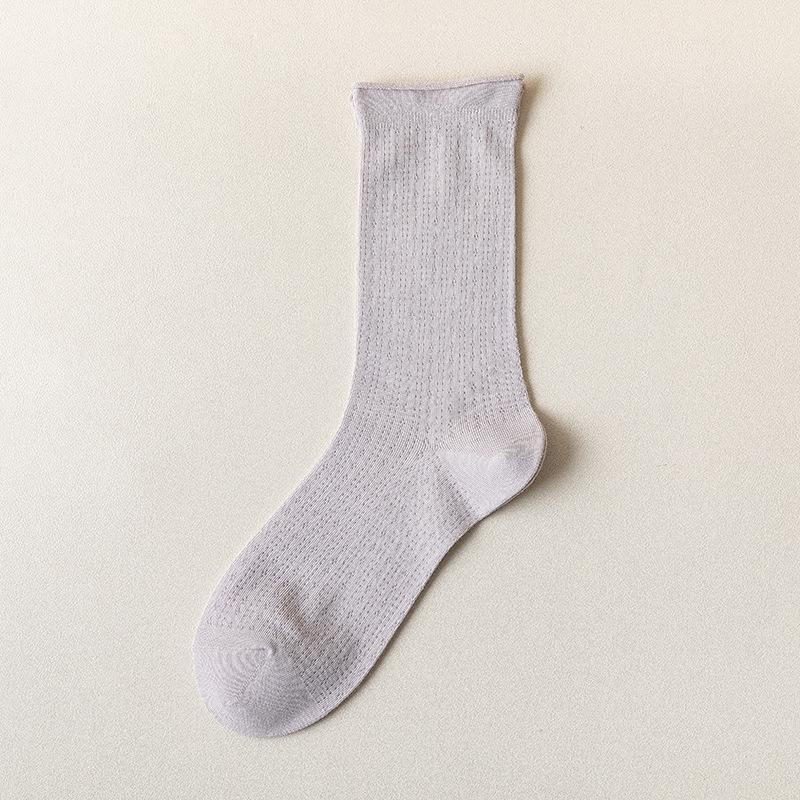 Lot de 5 paires de chaussettes Harajuku pour femme, couleur unie, en coton respirant, style tube central, collection printemps-été