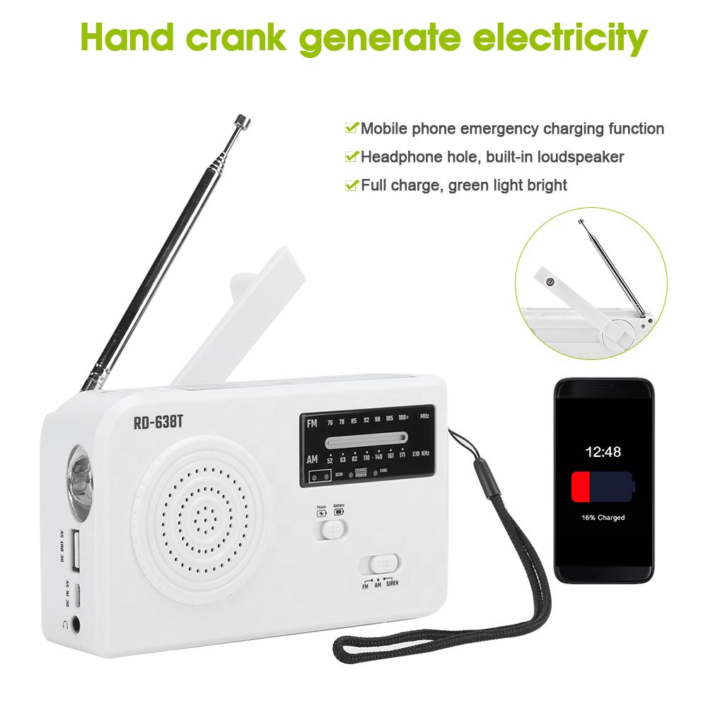 RD638 ABS Solar Energy Emergency Multifunction Hand Crank Radio Support FMCelsiusAM Function