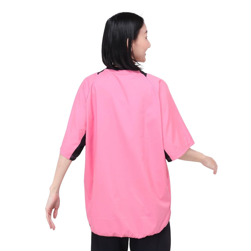 DESCENTE Piste Color Volleyball Wear, Short Sleeve Shirt, Layering Shirt, DX-B2410XB PNK (Pink/LL/Men's, Women's)