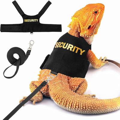 Lizard Leash Harness Breathable Soft Padding Reptile Bearded Dragon Vest Top with Hook And Loop Adjustable Easy Wear Small Security Print Clothes