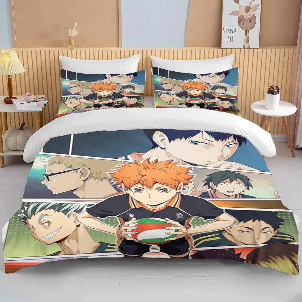 New 3d Haikyuu Bedding Sets Cartoon Quilt Bed Cover Anime Duvet Cover Pillow Case Sets Adult Children Bedding Sets Home Textiles
