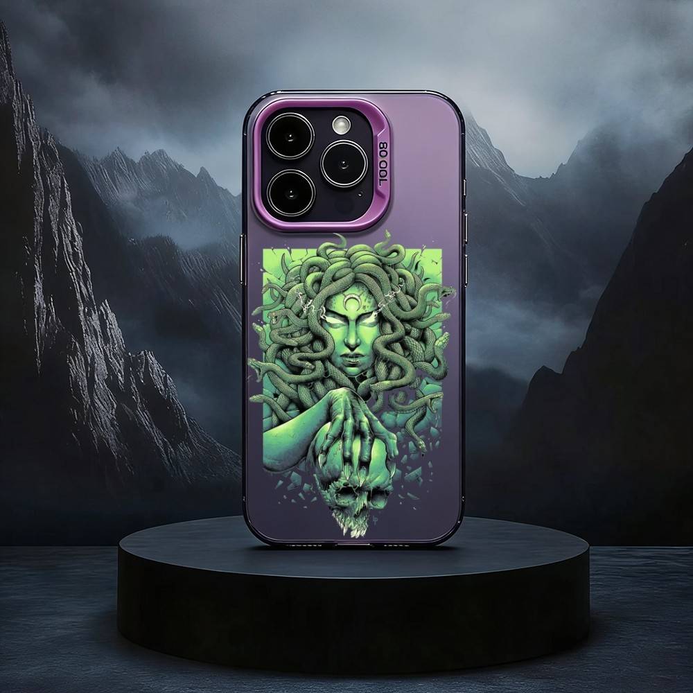 Medusa Greek Mythology Phone Case For iPhone17,16,15,14,13,12,11 Plus,Pro Max Black Candy silver phone case