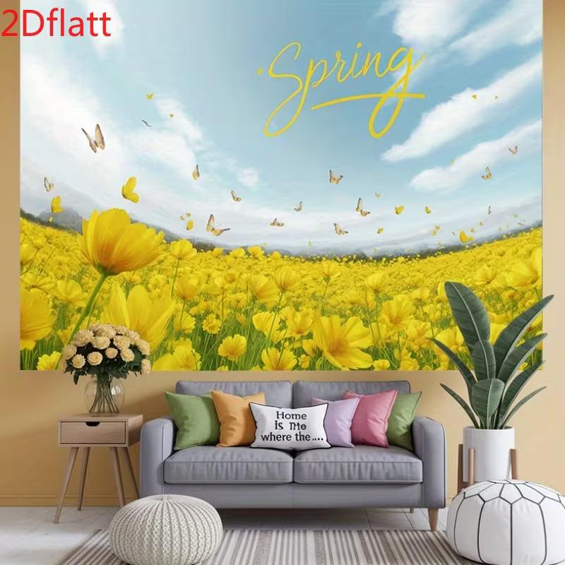 

2D Spring Poppy Field Backdrop for Garden Party & Spring Themed Decor 47.2x31.5inch/120*80cm
