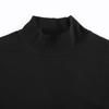 Women High Collar T-shirt Long Sleeve Pullover Solid Color Crop Top