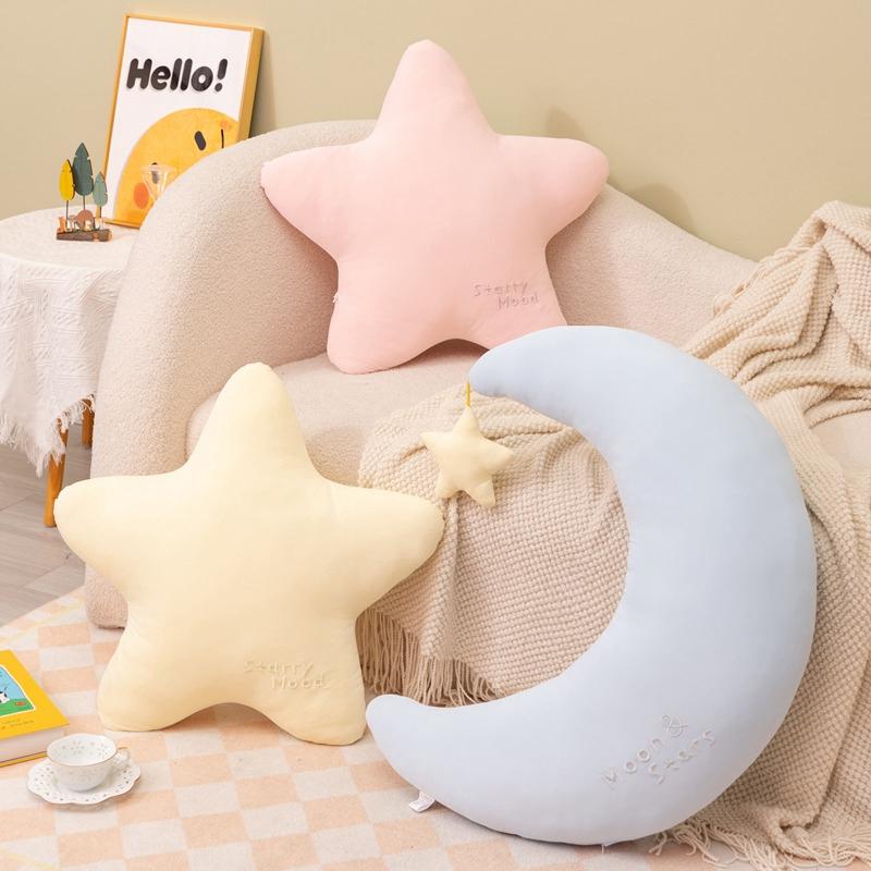 Stuffed Tencel Ice Silk Star Moon Cushions Summer Air-conditioned Room Pillow Soft Colour  Sky Series Throw Pillow Office Waist