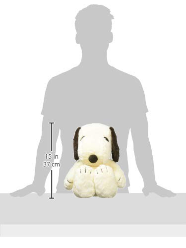 Nakajima Corporation Peanuts Hug Hug Plush Toy, Large, Snoopy, Mocha, Sitting Height 37cm