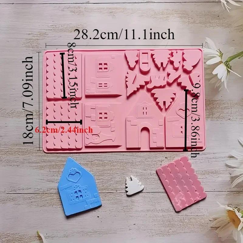 3D Chocolate Silicone Christmas House Log Mold Desserts Fondant Tools Cake Cookie Decoration Bakeware Pastry Tools Accessories
