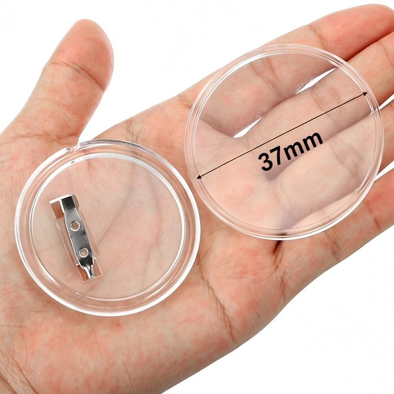 1/20Pcs Round Clear Blank Badge Box Acrylic Brooch Protector DIY Craft Badges Making Supplies Kit Pin Case for Button Badges 1pc