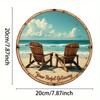 2d Flat 20*20cm, Circular Wooden Sign, A Symbol of Leisurely Time By The Seaside, A Unique, Durable, and Easy To Hang Wooden Decoration, Suitable