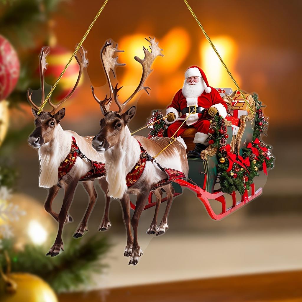 Christmas Decorative Pendants, Claus And Sleigh, Holiday Pendants, Christmas Tree Decorations