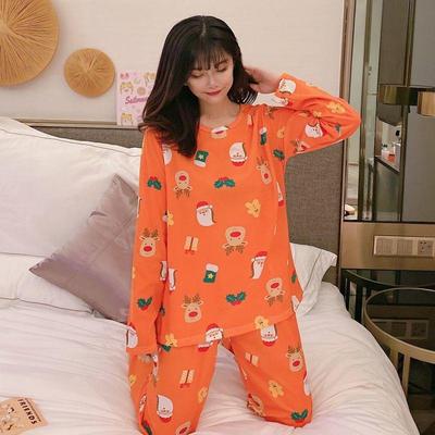 INS Christmas Cute Cartoon Pajamas Women's Long Sleeve Pullover Set - Sweet, Age-Reducing Homewear for Girls, Perfect for Spring and Autumn