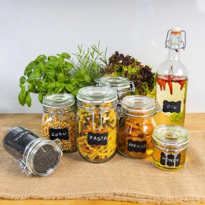 Lot de 10 Bocaux en Verre 500ml - Creative Home - Bocal Hermétique - Boite Rangement Cuisine