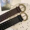 Gothic Women's Rivet Belt Y2k Dress Jeans Belt Niche Leather Waist Belt  Streetwear