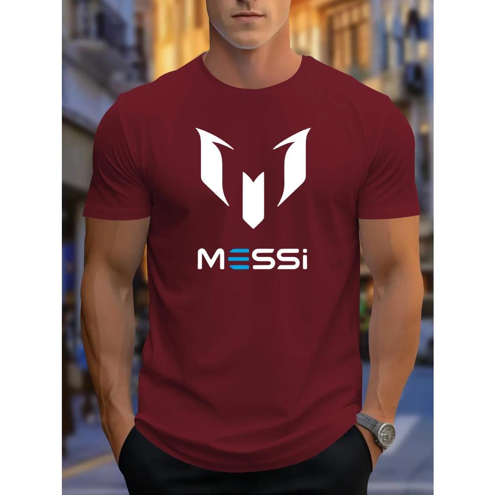 Letní novinka 2025 pánské tričko s potiskem Messi, s kulatým výstřihem, ležérní, módní a lehké polyesterové pánské tričko