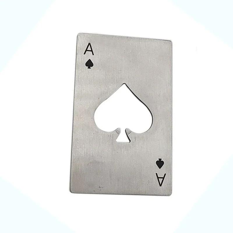 Ace of Spades Credit Card Opener - Stainless Steel Bottle Opener with Playing Card Design, Portable Multi-Tool for Travel & Home