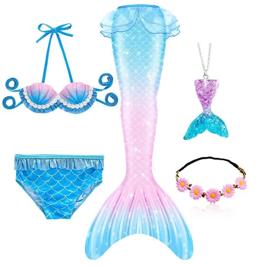 Dívky Ocas mořské panny do bazénu Plavky s ocasem mořské panny Bikini Plavky Halloweenský kostým Cosplay Lze přidat monoploutev