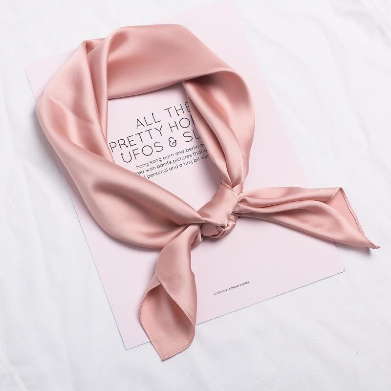 Simulated Silk Scarf Women'S 70 Square Scarf Solid Color Versatile Flight Attendant Professional Scarf Trendy High-End Sunscreen Headscarf