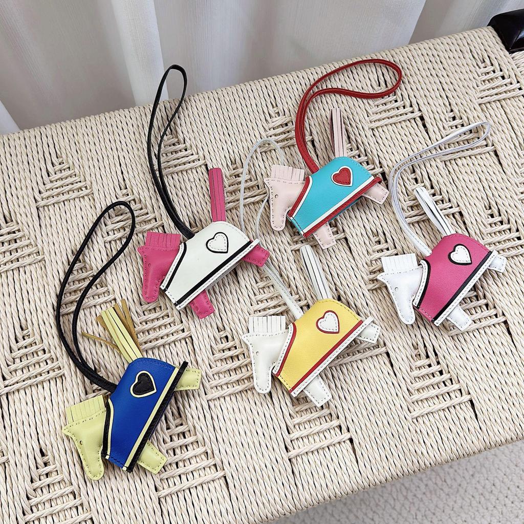 Love Heart Leather Pony Charm Keyring & Ornament Cape