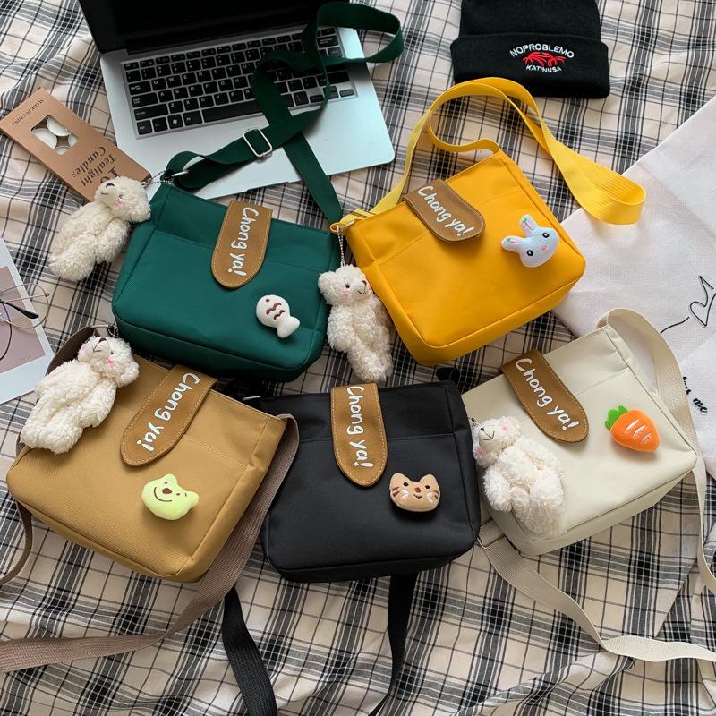 Canvas Bag Women's New Cloth Bag Versatile Commuter Small Bag Fashion Satchel Girl Messenger Bag Shoulder Bag