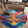 1pc Fantasy Dragon Phoenix Round Carpet Anime Design Office Chair Mat, Non Slip Rug for Home Decor, Gift, Office, Living Room, Bedroom