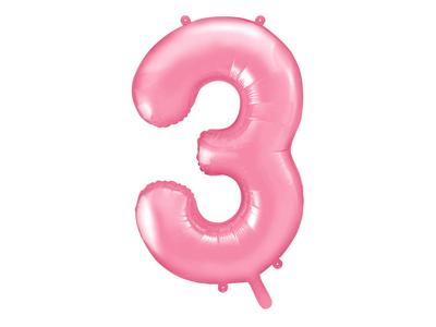 Balon Foliowy Cyfra "3" Różowy 86 Cm