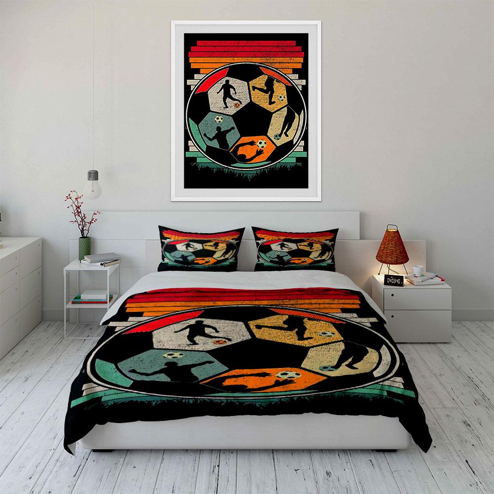 Soccer ball player silhouettes. Bedding sets Duvet cover sets Duvet covers Pillowcases(1 * Duvet Cover 2 * Pillowcases, without duvet insert)
